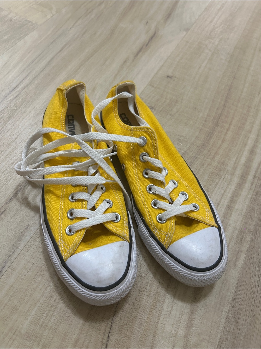 Converse Yellow Low-Top Canvas Sneakers with White Accents
